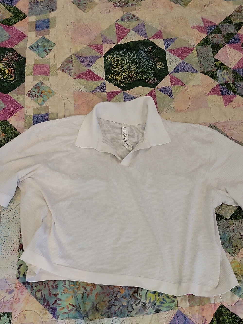 lululemon athletica Cream and White Short-Sleeve Top